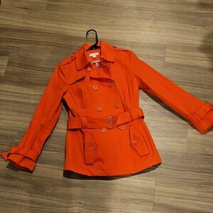 Joan Rivers Orange Cropped Trench